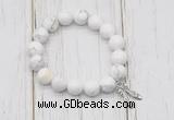 CGB6839 10mm, 12mm white howlite beaded bracelet with alloy pendant