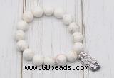 CGB6840 10mm, 12mm white howlite turquoise beaded bracelet with alloy pendant