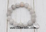 CGB6858 10mm, 12mm white crazy lace agate beaded bracelet with alloy pendant