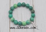 CGB6866 10mm, 12mm grass agate beaded bracelet with alloy pendant