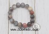 CGB6868 10mm, 12mm botswana agate beaded bracelet with alloy pendant