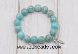 CGB6870 10mm, 12mm sea sediment jasper beaded bracelet with alloy pendant