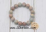 CGB6871 10mm, 12mm serpentine jasper beaded bracelet with alloy pendant