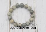 CGB6877 10mm, 12mm greeting pine jasper beaded bracelet with alloy pendant