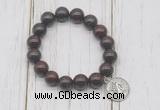 CGB6881 10mm, 12mm brecciated jasper beaded bracelet with alloy pendant