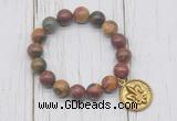 CGB6882 10mm, 12mm picasso jasper beaded bracelet with alloy pendant