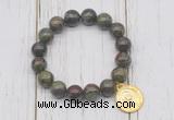 CGB6885 10mm, 12mm dragon blood jasper beaded bracelet with alloy pendant