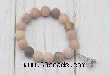 CGB6896 10mm, 12mm matte sunstone beaded bracelet with alloy pendant