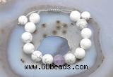 CGB6930 12mm round white howlite & lavender amethyst adjustable bracelets