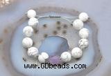 CGB6932 Hand-knotted 12mm round white howlite & lavender amethyst adjustable bracelets