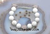 CGB6935 12mm round white howlite & rose quartz adjustable bracelets