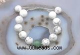 CGB6936 12mm round white howlite & green aventurine adjustable bracelets