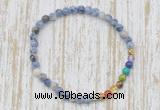 CGB7011 7 chakra 4mm blue spot stone beaded meditation yoga bracelets