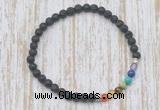 CGB7021 7 chakra 4mm black lava beaded meditation yoga bracelets