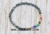 CGB7029 7 chakra 4mm moss agate beaded meditation yoga bracelets