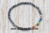 CGB7060 7 chakra 4mm snowflake obsidian beaded meditation yoga bracelets