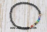 CGB7061 7 chakra 4mm golden obsidian beaded meditation yoga bracelets