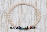 CGB7065 7 chakra 4mm white fossil jasper beaded meditation yoga bracelets