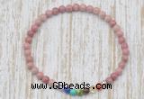 CGB7066 7 chakra 4mm pink wooden fossil jasper beaded meditation yoga bracelets