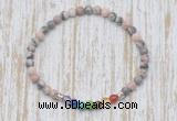 CGB7069 7 chakra 4mm pink zebra jasper beaded meditation yoga bracelets