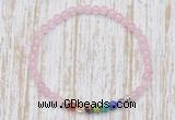 CGB7087 7 chakra 4mm rose quartz beaded meditation yoga bracelets