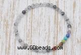 CGB7089 7 chakra 4mm black rutilated quartz beaded meditation yoga bracelets