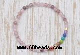 CGB7095 7 chakra 4mm strawberry quartz beaded meditation yoga bracelets