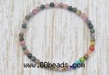 CGB7096 7 chakra 4mm tourmaline beaded meditation yoga bracelets