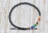 CGB7110 7 chakra 4mm black tourmaline beaded meditation yoga bracelets