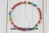 CGB7116 7 chakra 4mm red agate beaded meditation yoga bracelets