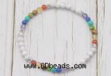 CGB7117 7 chakra 4mm white howlite beaded meditation yoga bracelets