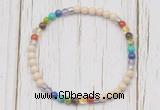 CGB7118 7 chakra 4mm white fossil jasper beaded meditation yoga bracelets