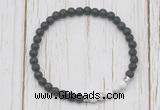 CGB7126 4mm black lava & white howlite beaded meditation yoga bracelets