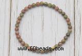 CGB7219 4mm tiny unakite beaded meditation yoga bracelets