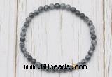 CGB7260 4mm tiny snowflake obsidian beaded meditation yoga bracelets