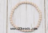 CGB7265 4mm tiny white fossil jasper beaded meditation yoga bracelets