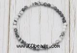 CGB7276 4mm tiny black & white jasper beaded meditation yoga bracelets