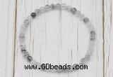 CGB7289 4mm tiny black rutilated quartz beaded meditation yoga bracelets