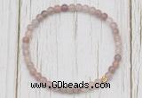 CGB7307 4mm tiny purple strawberry quartz beaded meditation yoga bracelets