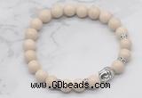 CGB7350 8mm white fossil jasper bracelet with buddha for men or women