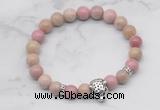 CGB7351 8mm pink wooden jasper bracelet with tiger head for men or women