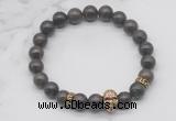 CGB7360 8mm coffee jasper bracelet with skull for men or women