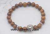 CGB7362 8mm elephant skin jasper bracelet with lion head for men or women