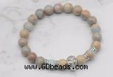 CGB7374 8mm serpentine jasper bracelet with skull for men or women