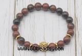 CGB7403 8mm mahogany obsidian bracelet with owl head for men or women