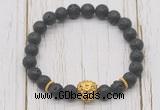 CGB7408 8mm black lava bracelet with lion head for men or women