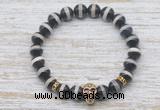 CGB7431 8mm Tibetan agate bracelet with skull for men or women