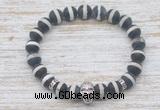 CGB7436 8mm matte Tibetan agate bracelet with skull for men or women