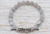 CGB7438 8mm grey banded agate bracelet with buddha for men or women