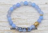 CGB7439 8mm blue banded agate bracelet with skull for men or women